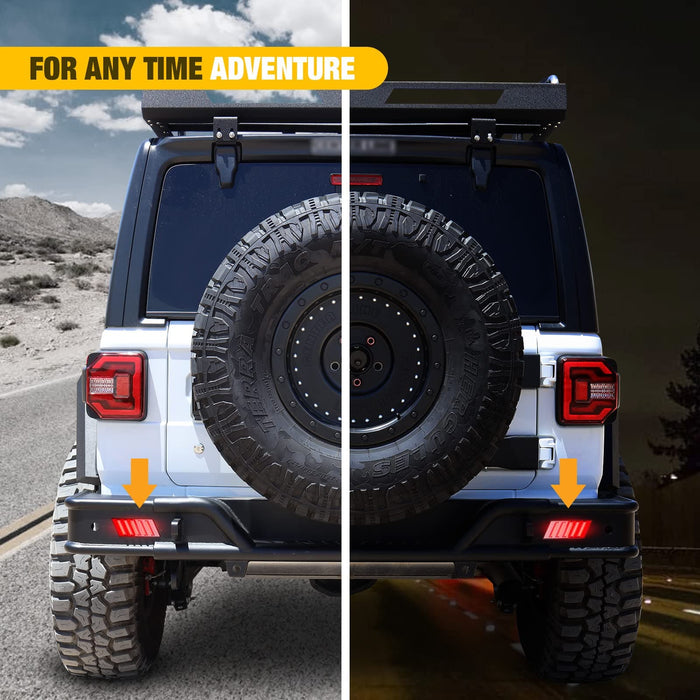 WOLFSTORM Rear Bumper with LED Position Lights for 2018-2023 Jeep Wrangler JL/JLU - WOLFSTORM 