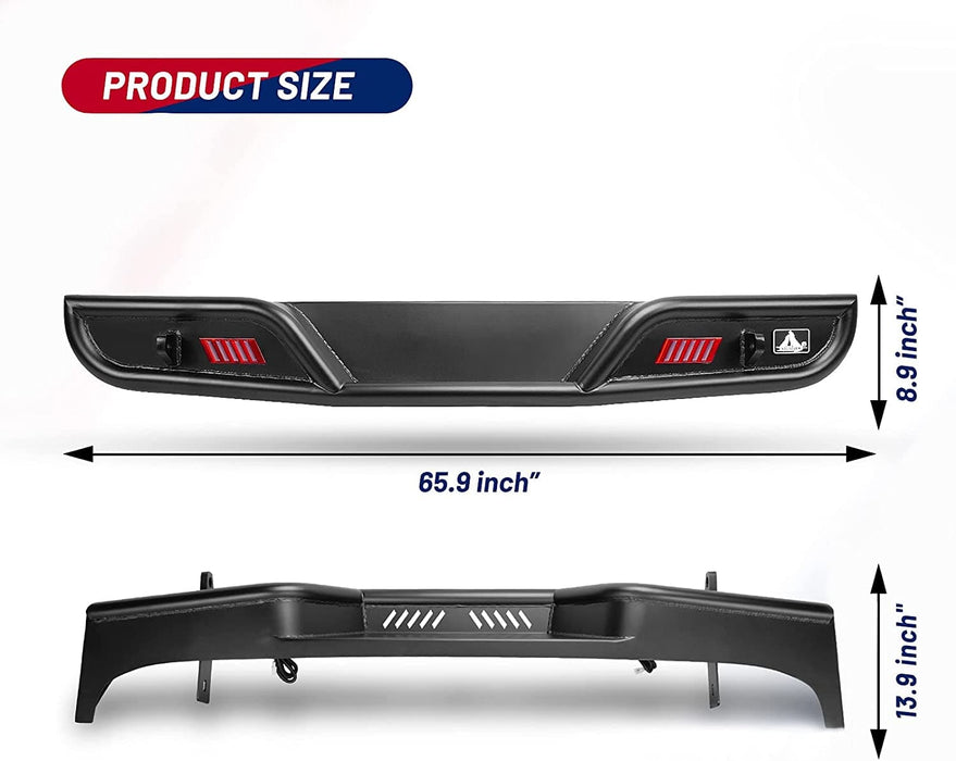 Rear Bumper Compatible with 2008-2017 Jeep Wrangler JK & JK Unlimited(2/4 Doors),  w/2 LED Position lights - WOLFSTORM 