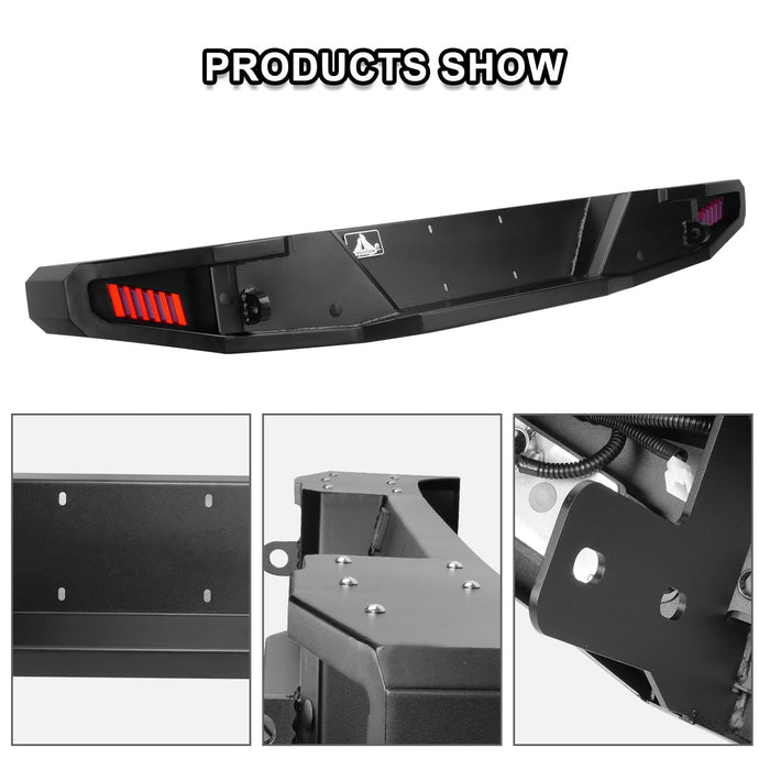 Rear Bumper for 2008-2017 Jeep Wrangler JK w/ LED Brake Lights - WOLFSTORM 