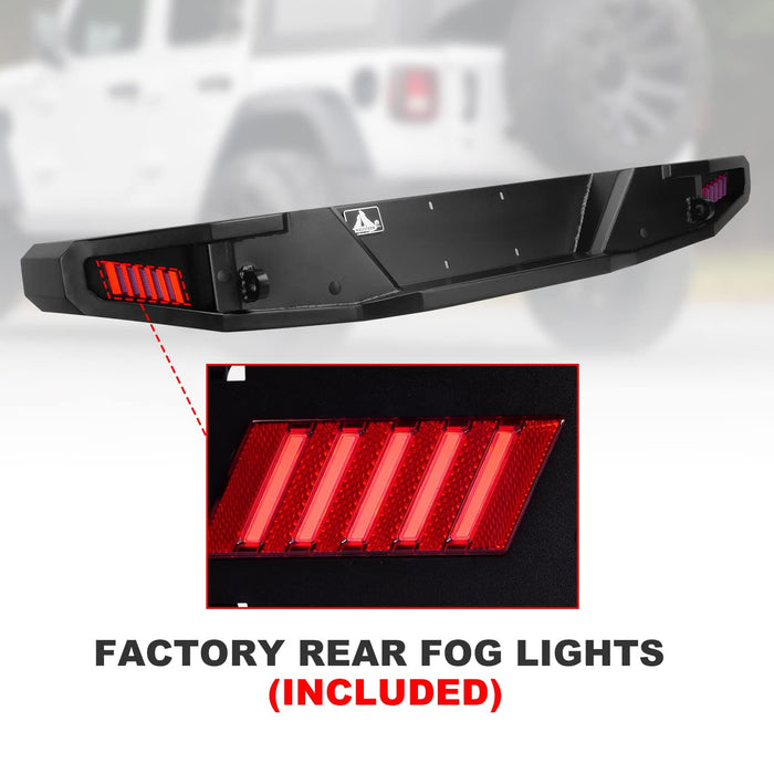 Rear Bumper for 2008-2017 Jeep Wrangler JK w/ LED Brake Lights - WOLFSTORM 