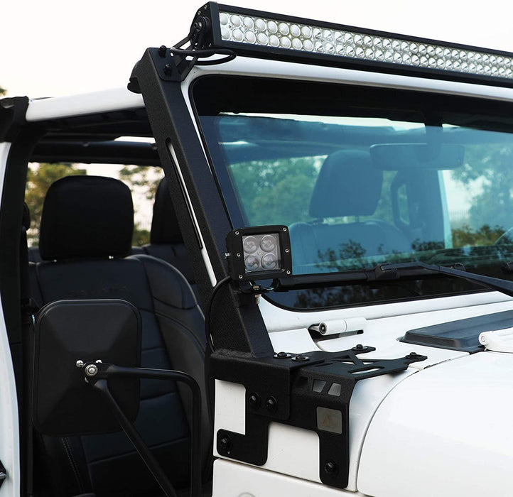 A-Pillar LED Lights Bar Mounting Brackets for 2018-2022 Jeep Wrangler JL/JLU