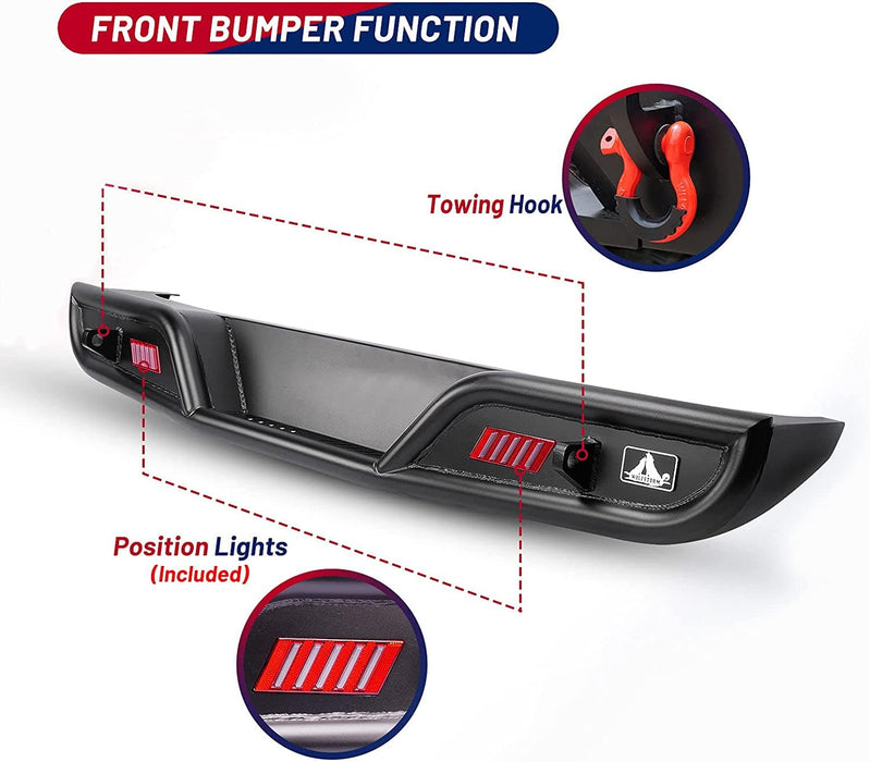 Rear Bumper Compatible with 2008-2017 Jeep Wrangler JK & JK Unlimited(2/4 Doors),  w/2 LED Position lights - WOLFSTORM 