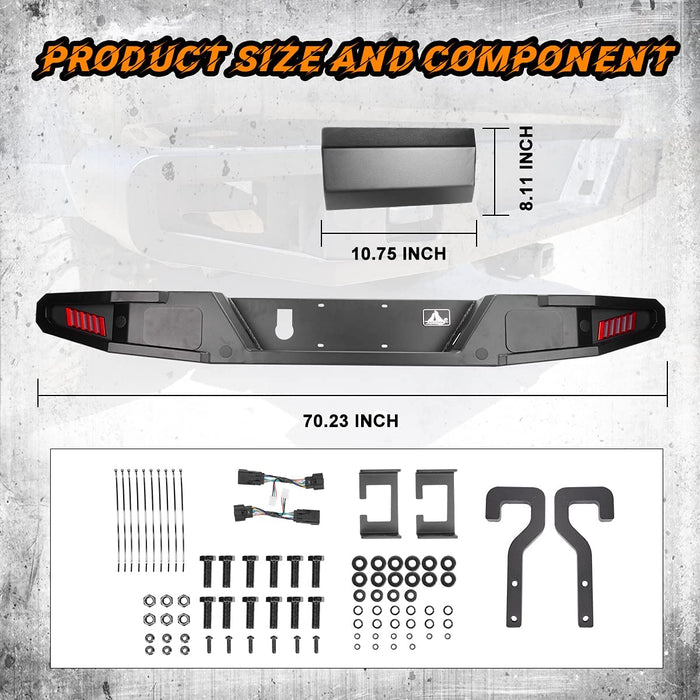 Full-Width Rear Bumper with LED Lights for 2019-2023 Jeep Gladiator JT - WOLFSTORM 