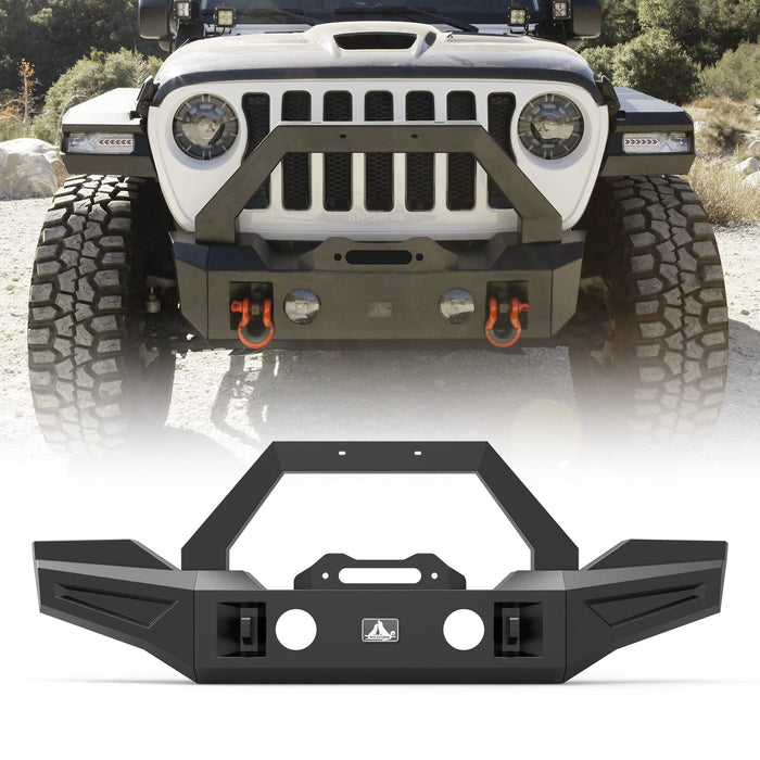 Front Bumper with Winch Installation Place and D-Ring Shackles for Jeep Wrangler JL/JLU and Gladiator JT - WOLFSTORM 
