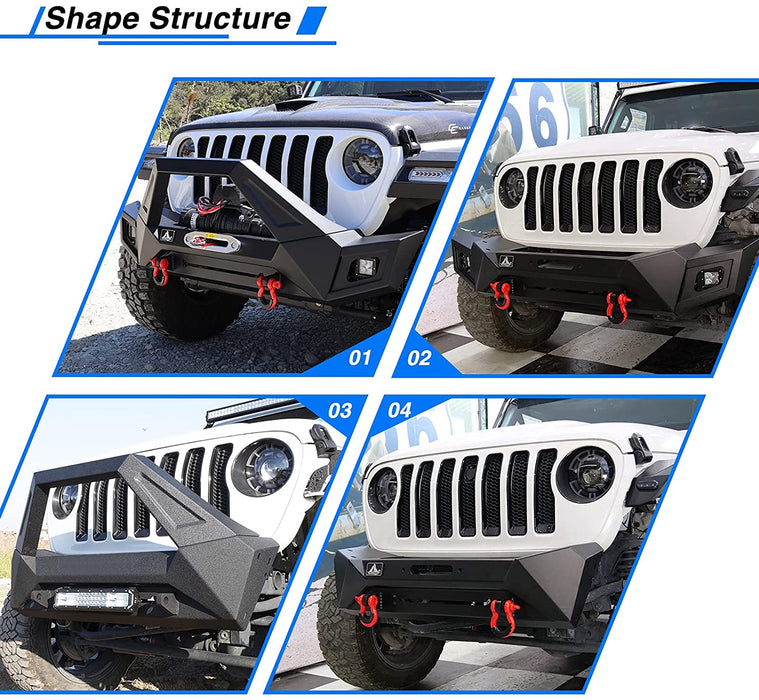 Front Bumper for 2018-2021 Jeep Wrangler JL/JLU and 2019-2021 Jeep Gladiator JT