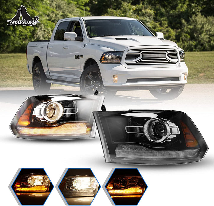WOLFSTORM Headlight Assembly for 2009-2018 Dodge Ram 1500/2500/3500