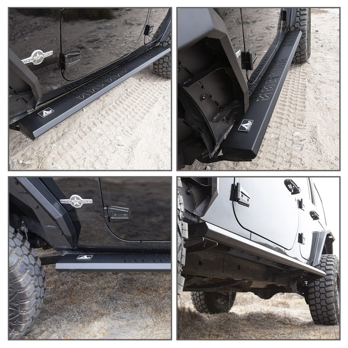 Running Boards Compatible with 2007-2018 Jeep Wrangler JK 4 Door, Jeep Wrangler Side Steps and Rock Slider Replacement Exterior Accessories - WOLFSTORM 