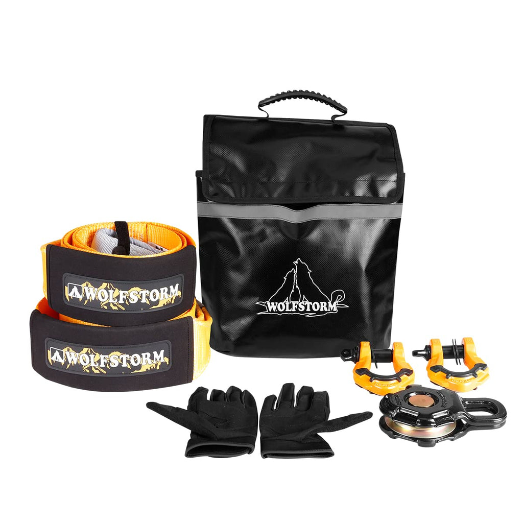 Recovery Kit (8 Tools) - Tow Strap, Tree Saver, Snatch Block, D-Ring S —  WOLFSTORM