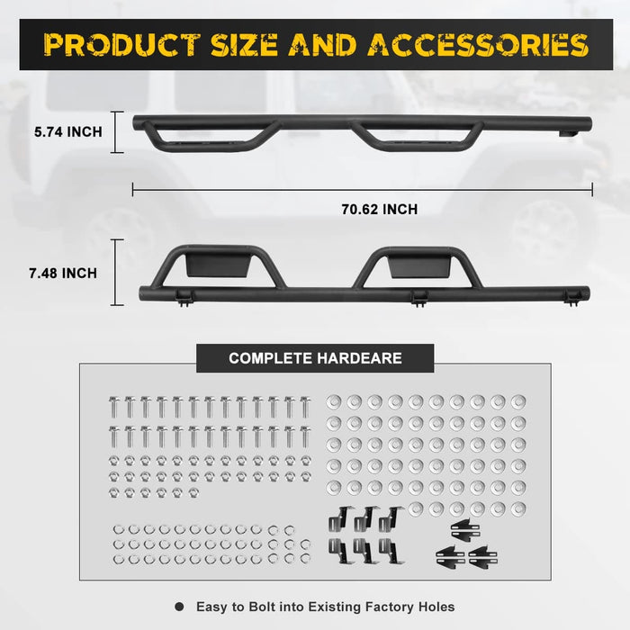 Side Steps for 2007-2018 Jeep Wrangler JK/JKU (4 Door ONLY) - WOLFSTORM 