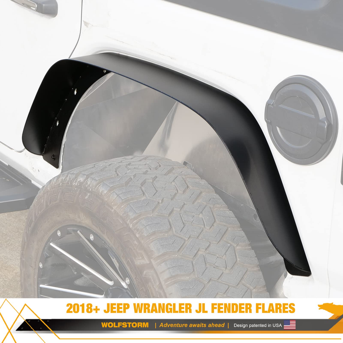 Front & Rear Fender Flares for 2018 2019 2020 2021 2022 Jeep Wrangler JL/JLU (4PCS)