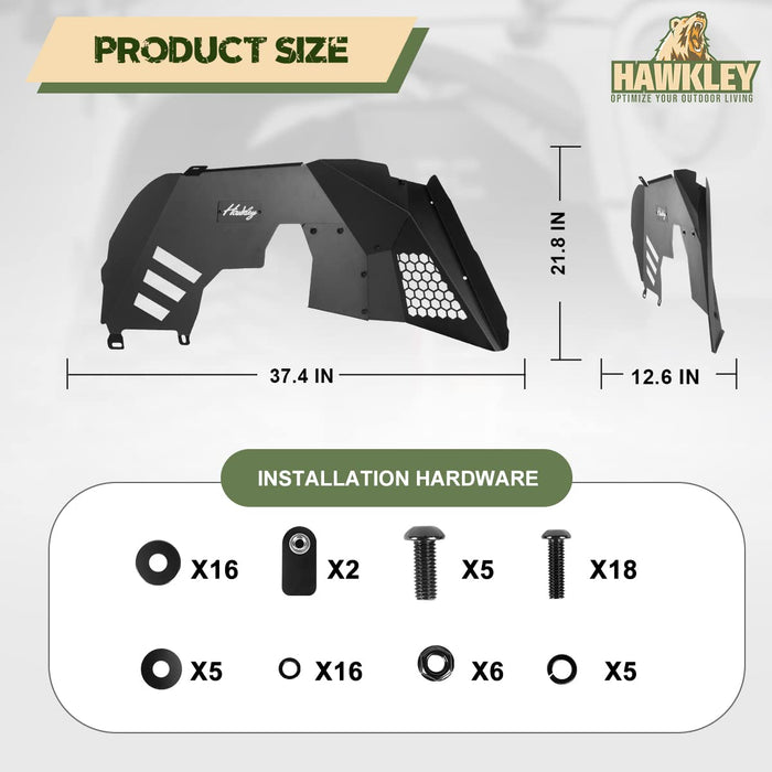 Hawkley Inner Fender Liners for 2018-2023 Wrangler JL/JLU
