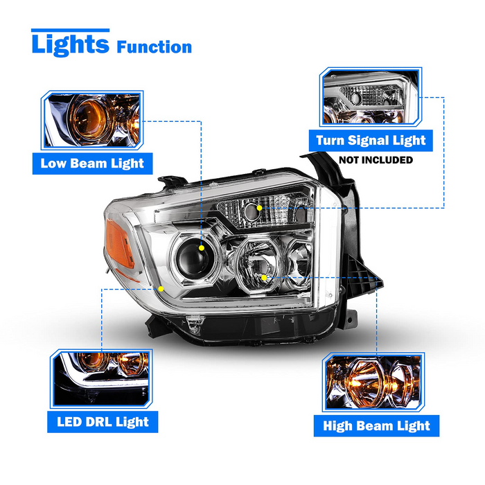 LED Headlights for 2014 - 2017 Toyota Tundra - WOLFSTORM 