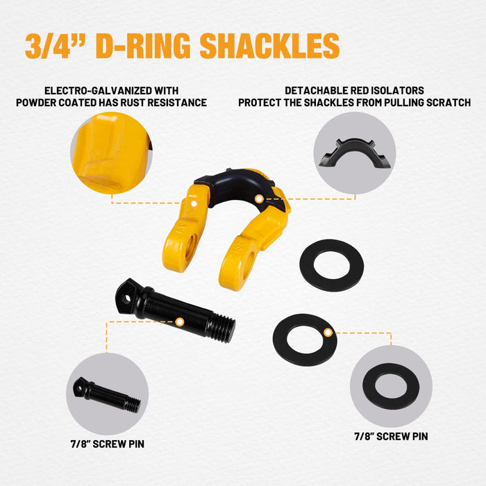 Recovery Kit (8 Tools) - Tow Strap, Tree Saver, Snatch Block, D-Ring Shackles, Winch Damper Bag, and Gloves