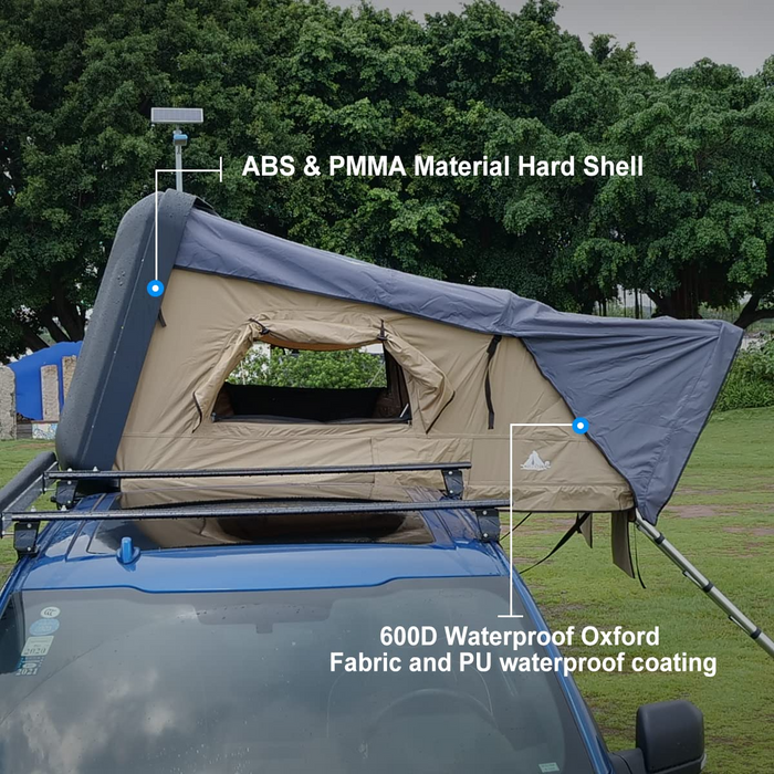Waterproof Roof Top Tent with Ladder and Sunroof for 2-3 Adults - WOLFSTORM 