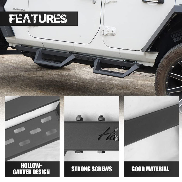 HAWKLEY Running Boards Side Steps Fit for 2007-2018 Wrangler JK JKU Unlimited 4 Doors ONLY - WOLFSTORM 