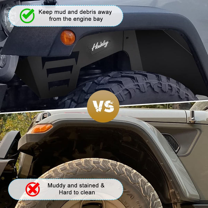 HAWKLEY Inner Fender Liners For Jeep 2007-2018 Wrangler JK/JKU Unlimited - WOLFSTORM 