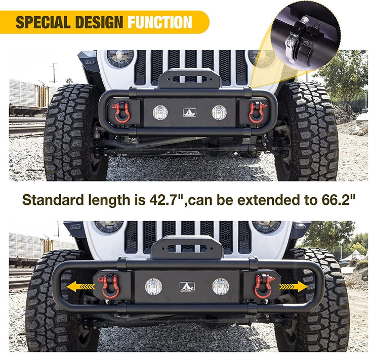 Front Bumper for 2008-2017 Jeep JK/JKU, 2018-2021 Jeep Wrangler JL/JLU & 2019-2022 JT