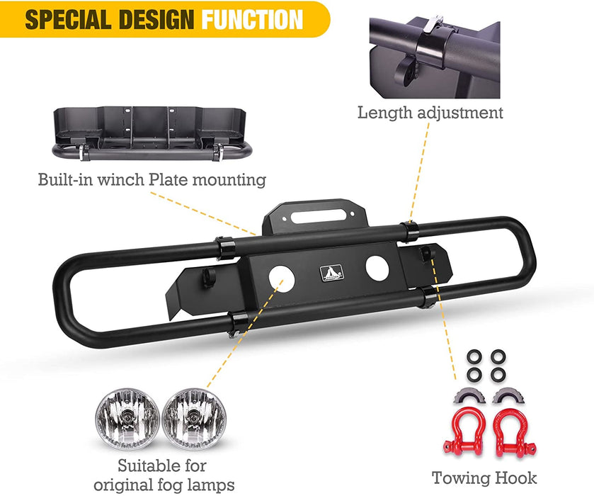 Front Bumper for 2008-2017 Jeep JK / 2018-2023 Jeep Wrangler JL/JLU / 2019-2023 Jeep JT with Winch Plate